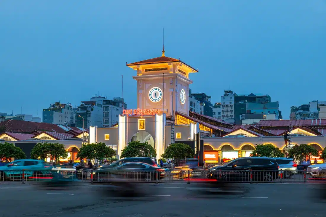 Ben Thanh Market at dusk, Ho Chi Minh City