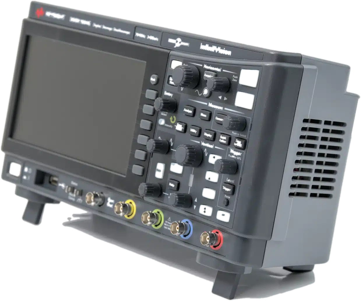 Keysight InfiniiVision DSOX1204G oscilloscope from the rental fleet, front three-quarter view